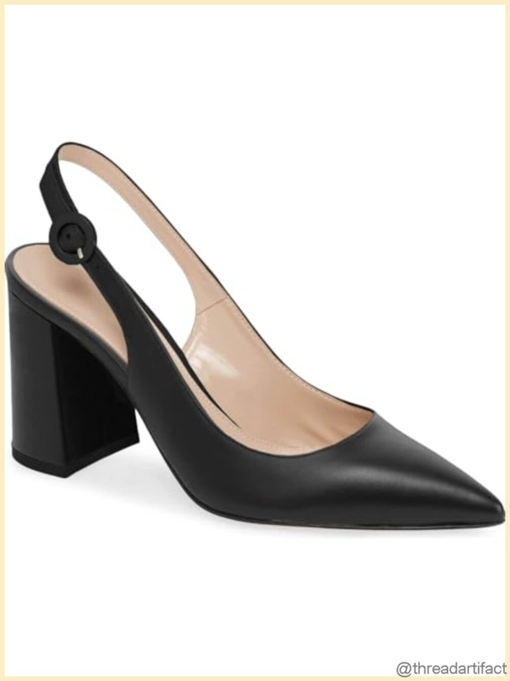 Women's Slingback Block Heels Pointed Closed Toe Faux Leather Work Pumps